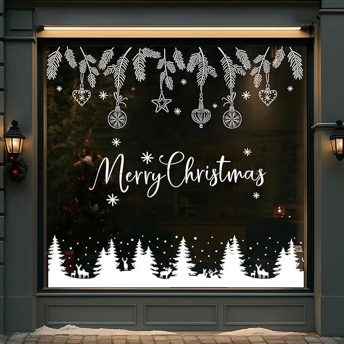 Christmas Stencils for Window Glass Large Christmas Stencils for Crafts Reusable Xmas Forest Deer Holiday Stencil for Painting on Wood Door Mats Fabrics Decor