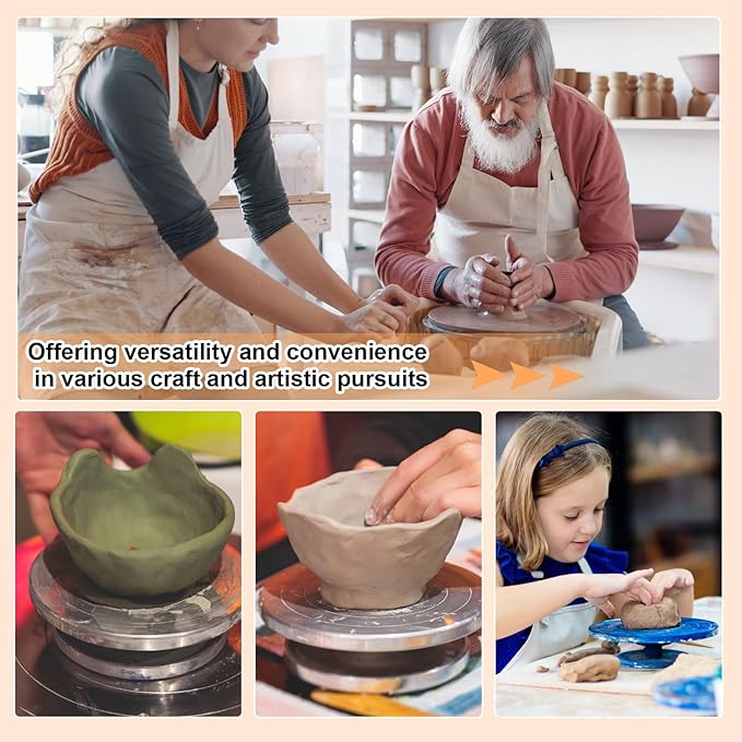 PATIKIL Turntable Sculpting Wheel, 6 Inch Dia Pottery Clay Rotation Turn Table Double Sided for Cake Decorating Paint Spraying Painting Crafting Projects