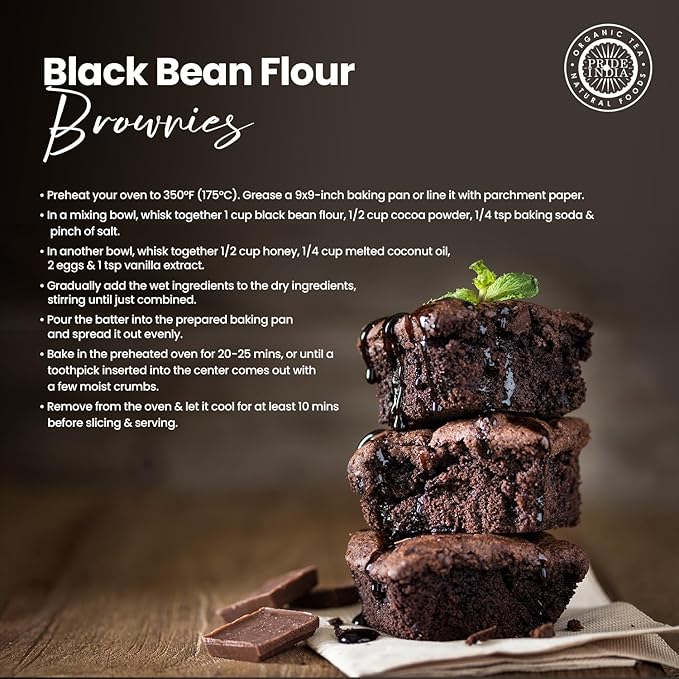 Pride of India- Black Bean Flour 1 lbs (454 gm) Rich Earthy Taste Freshly Milled in Small Batches | Ideal for Cakes Gravies Noodles Smoothies Custard | Vegan, Gluten-Free (Pack of 2)