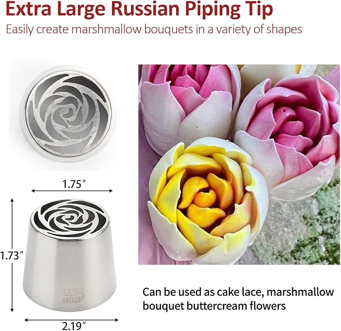 Extra Large Russian Piping Tips for Marshmallows Stainless Steel Flower Frosting Nozzles many styles Cake Decorating Baking tool for Buttercream, Cupcakes Cookies(SL42)