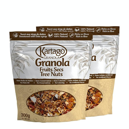 Kartago Granola Tree Nuts Cereals, Naturally Sweetened with Date Syrup Healthy Breakfast, 10.58 oz, (Pack of 2)