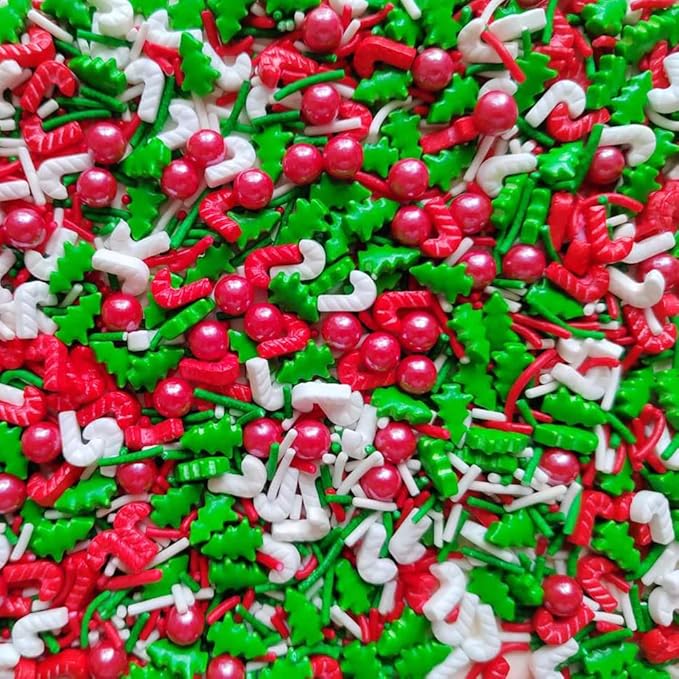 1 Bottle Candy Sugar Sprinkles for Cookie Decorating Christmas Tree Cake Cupcake Toppers Holiday Sprinkles for Baking Cake Decorating