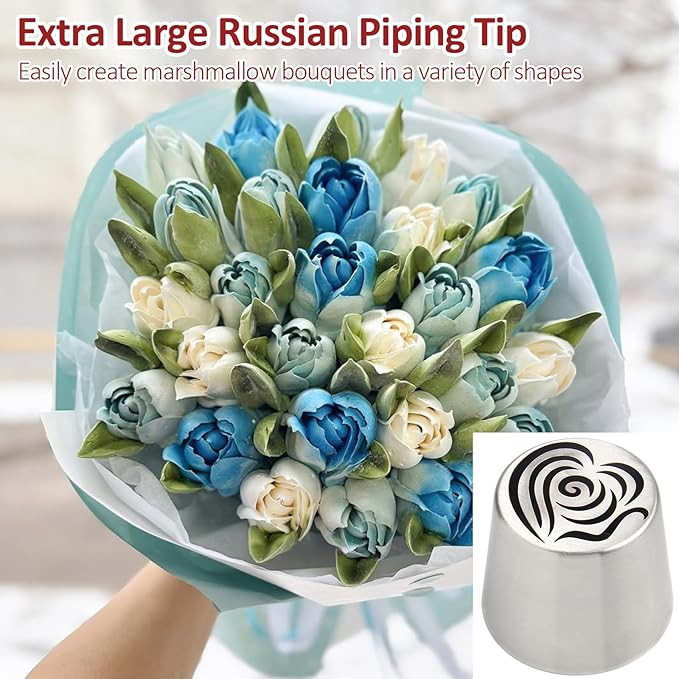 Extra Large Russian Piping Tips for Marshmallows Stainless Steel Flower Frosting Nozzles many styles Cake Decorating Baking tool for Buttercream, Cupcakes Cookies(SL87)