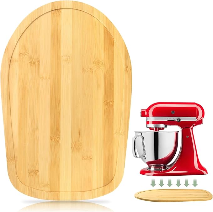 Mixer Slider Compatible with 4.5-5 QT Kitchen Aid Stand Mixers, Kitchen Countertop Storage Mover Sliding Caddy Mixer Slider Mat for Kitchen Aid Stand Mixer Accessories Attachment (Bamboo - Natura)