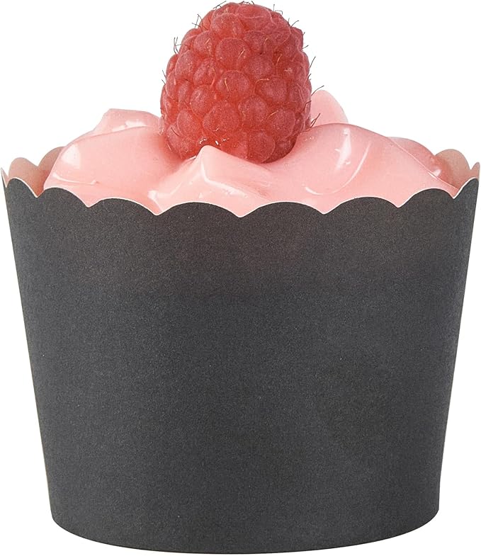 Panificio 3 Ounce Cupcake Wrappers, 200 Scalloped Baking Cups - Oven-Ready, Greaseproof, Black Paper Cupcake Liners, Disposable, For Birthdays, Baby Showers, Or Weddings - Restaurantware