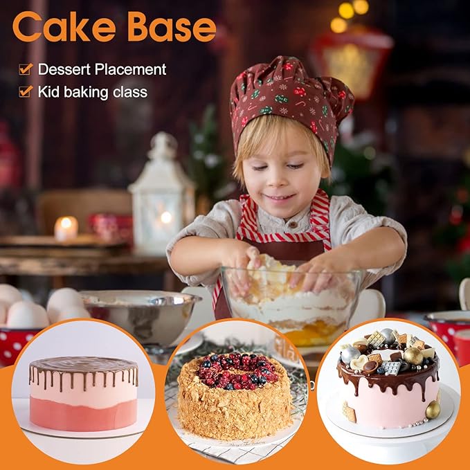 36-Packs Cake Boards 8 inch round, Cake Boards White Cake Board Rounds, White Cake Circles Rounds Base Food-Grade Cardboard Cake Plate for displaying cakes, bread, desserts（Thin and strong）