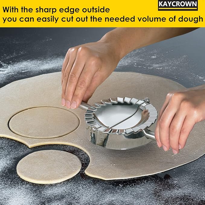 KAYCROWN 6 Inch Empanada Press, Stainless Steel Dumpling Maker Dough Cutter Dumpling Mold for Empanada, Dumpling, Ravioli, Pierogi, Turnovers, Calzone (XL: 6 inch)