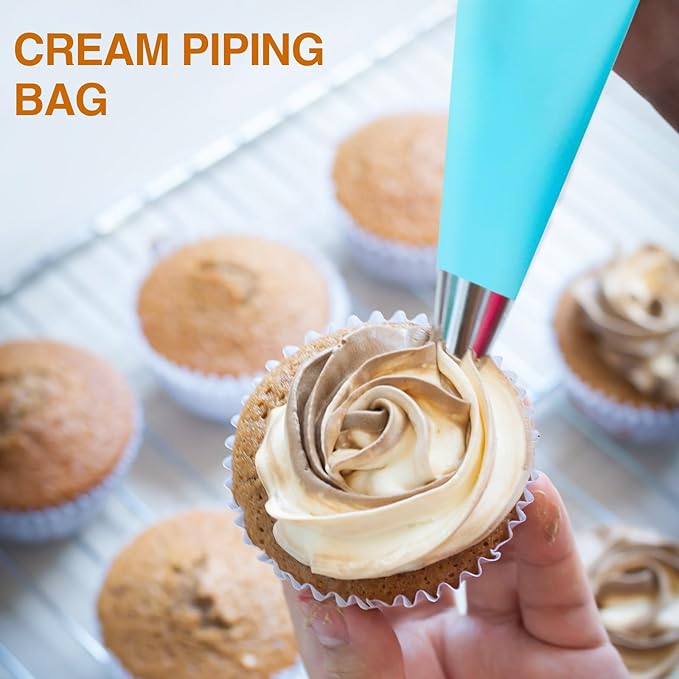 42pcs Cannoli Forms Tubes Kit With Piping Bags Reusable,Non-stick Stainless Steel 20pcs Cone Shaped and 15pcs Tubular Shaped Baking Molds for Danish Pastry Lady Lock Form Cream Roll Croissant