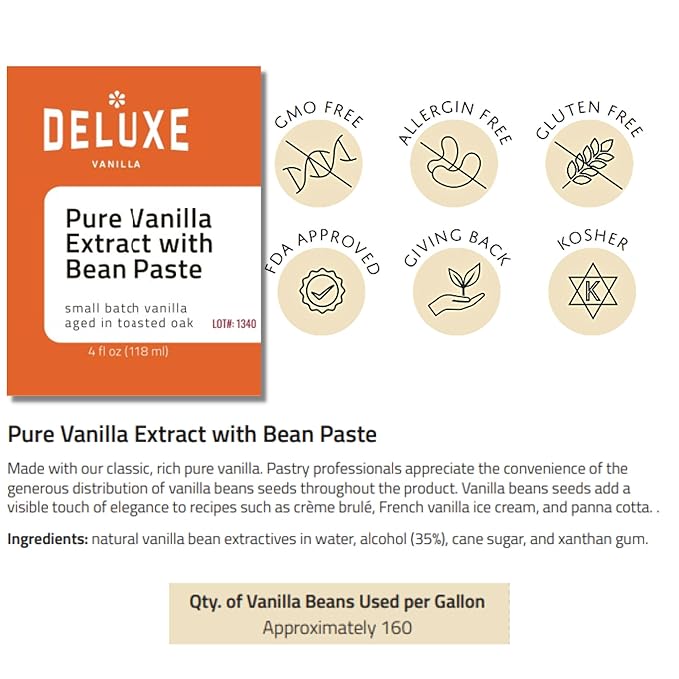Vanilla Bean Paste for Baking ( 4oz )Made from Pure Vanilla Extract and Vanilla Bean Caviar. Small Batch Rich Creamy Flavor from Ugandan Beans