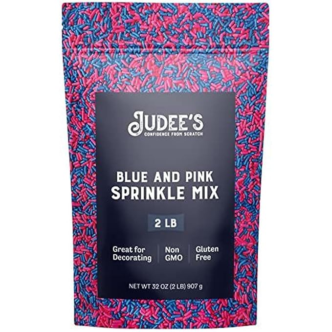 Judee's Gluten Free Gender Reveal Sprinkle Mix - Gluten Free Baking & Nut Free Option - Cupcake Sprinkles & Edible Cake Decorations - Ice Cream Topping & Cookie Decoration - 2 lb