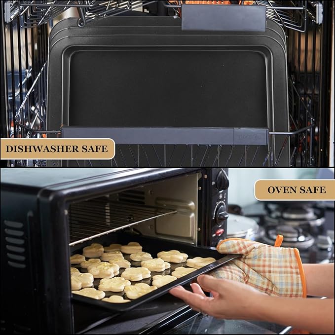 6 Pack Quarter Baking Sheets Big 9x13 Baking Pans Set NonStick Cookie Sheets for Baking Dish 1/4 Sheet Pan for Cooking Sheets for Oven Tray Rectangle Cake Pan Metal Non Stick Brownie Bakeware