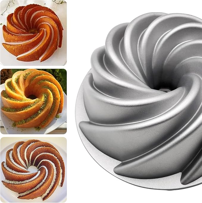 Charlotte Cake Mold, 8 Inch Cake Pan Aluminium Kitchen Accessories Decoration Christmas Wedding Valentine’s 3D Charlotte Cake Pan (Swirl Shape)