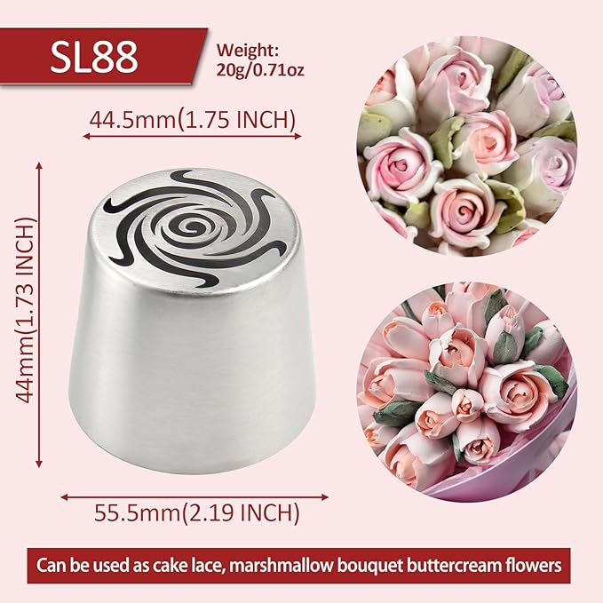 Extra Large Russian Piping Tips for Marshmallows Stainless Steel Flower Frosting Nozzles many styles Cake Decorating Baking tool for Buttercream, Cupcakes Cookies(SL88)
