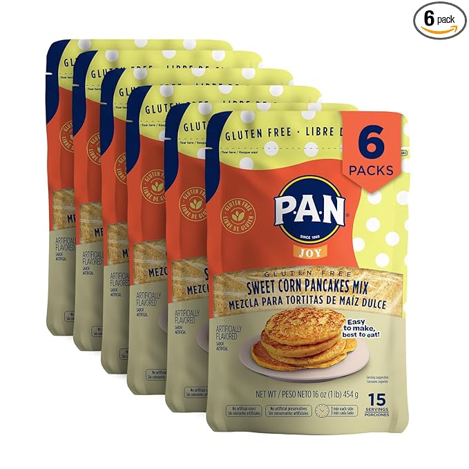 P.A.N Sweet Corn Pancakes Mix – Gluten Free Easy to Prepare 1 lb (Pack of 6)