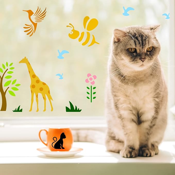 100 Pcs Stencils for Painting on Wood Reusable Stencil Crafts Drawing Templates Holiday Wall Paper for DIY Scrapbook Home 2 x 2 Inch(Animals)