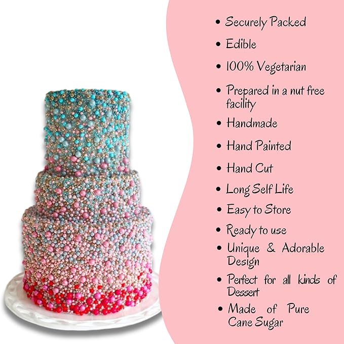 Confect Pearl Sprinkles | Assorted pack of 5 Funky Disco Sprinkles | Baby Shower Mix Hot Pink, Purple, Blue, Teal & Baby Blue Pearl Disco Ball Dragees - Vegan, Gluten-Free, Nut-Free, Soy-Free, Dairy-Free, Palm Oil-Free, No Artificial Dyes - 5 Oz