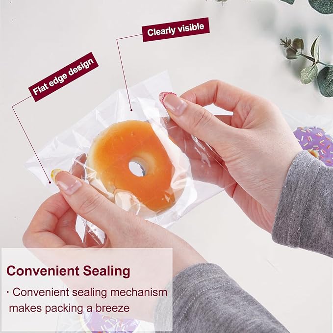 200PCS Clear Self-Sealing Cellophane Bags - 6x9 Inches, Resealable Cookie, Candy & Bread Bags - Perfect for Parties, Gifts & Bakery Uses