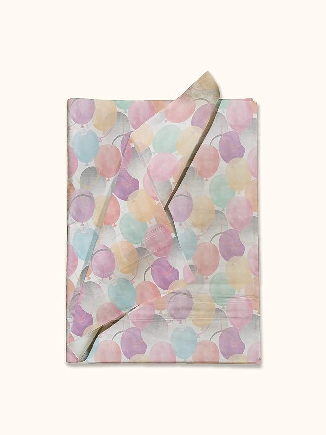 Colorful Balloons Birthday Printed Tissue Paper for Gift Bags or Boxes and Wrapping - Bulk Decorative Art Tissue Paper for Packaging and Gifting | 24 Sheets 20" x 30"