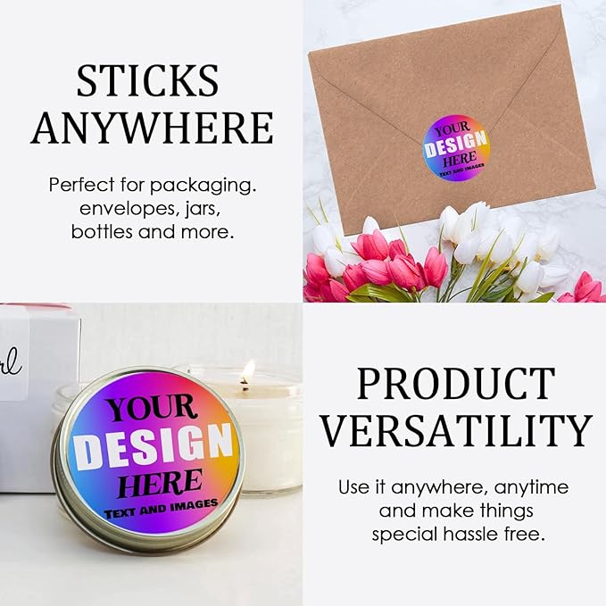 Custom Vinyl Stickers - Waterproof Fade-Resistant Labels with Your Design/Logo/Text/Image, Full Color Print, for Business and Personal Use (Multiple Shapes 1-6 Inches, 50-1000 Count)