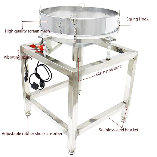 Powder Vibrating Sieve Automatic Powder Sifter Machine Electric Sieve Electric Stainless Steel Powder Shaker with 40 and 100 mesh Stainless Steel 110V 70W