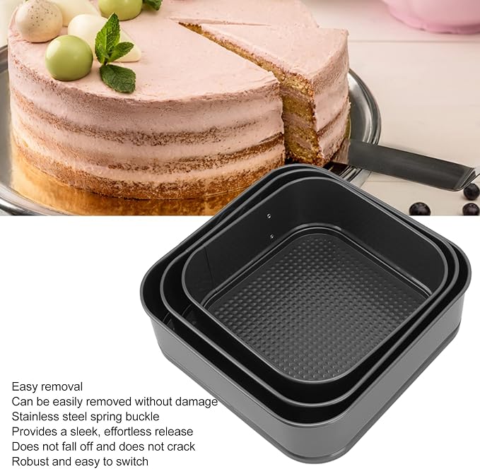 3Pcs Springform Pan, Leakproof Nonstick Cheesecake Pan with Stainless Steel Spring Buckle, Springform Cake Pan with Removable Bottom for Cheesecake Pizza Bread (20/22/24)