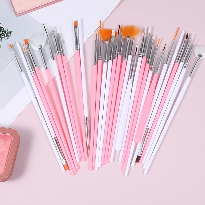 Cake Decorating Brushes, 30 PCS Food Paint Brush Food Safe Cookie Paint Brushes Kit Cookie Decorating Fondant Brush DIY Tool Set Icing Pastry Brushs for Painting Baking Supplies, White and Pink