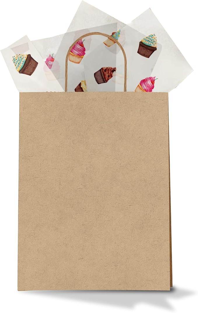 Cupcakes Birthday Party Printed Tissue Paper for Gift Bags or Boxes and Wrapping - Bulk Decorative Art Tissue Paper for Packaging and Gifting | 24 Sheets 20" x 30"