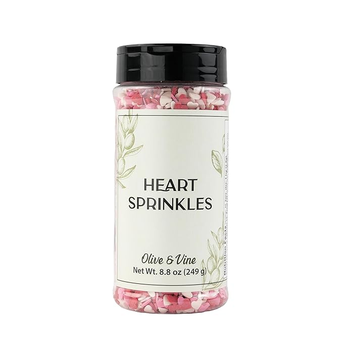 Olive & Vine Heart Sprinkles, Sweet Flavor, For Baking & Desserts, Rich Tradition, Authentic Taste, For Global Recipes (8.8 Ounce)