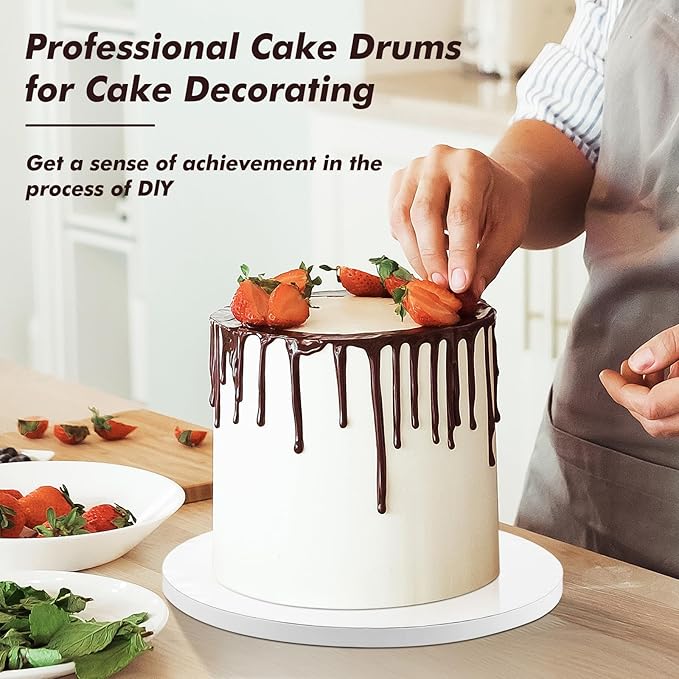 10 Pack Cake Boards 10 Inch Round Cake Drum White 1/2” Thick Cake Drums Corrugated Cardboard Cake Base for Multi-Layer Cakes Sturdy Cake Decorating Supplies