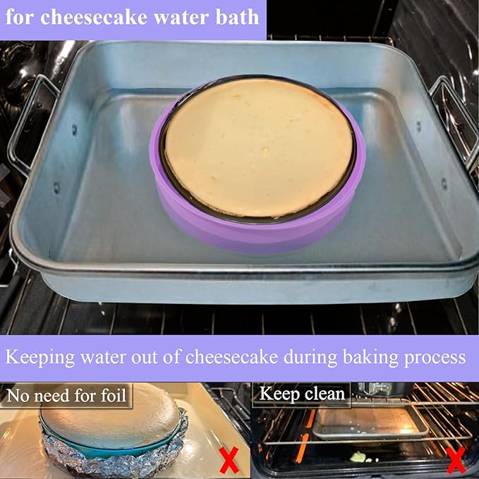 GBYAN Silicone Cheesecake Pan Protector for 9 inch and 9.5 inch Round Springform Pan, Cheesecake Water Bath Protector,Baking Accessories Preventing Water Entry,10 inch