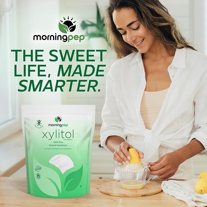 Morning Pep Pure Birch Xylitol (Keto Diet Friendly) Sweetener with no Aftertaste Bulk Size 10 LBs (Not from Corn) Non GMO Kosher Gluten Free Product of USA. 160 OZ
