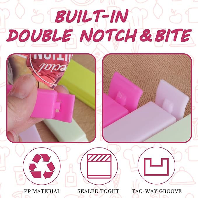 Zhtuck 40PCS Sealing Clip Bag Plastic Food Bag Clips Large Size Chip Clips Bag Clips Food Clips for Food Storage Kitchen and Home (5.5in x 20, 3.1in x20)