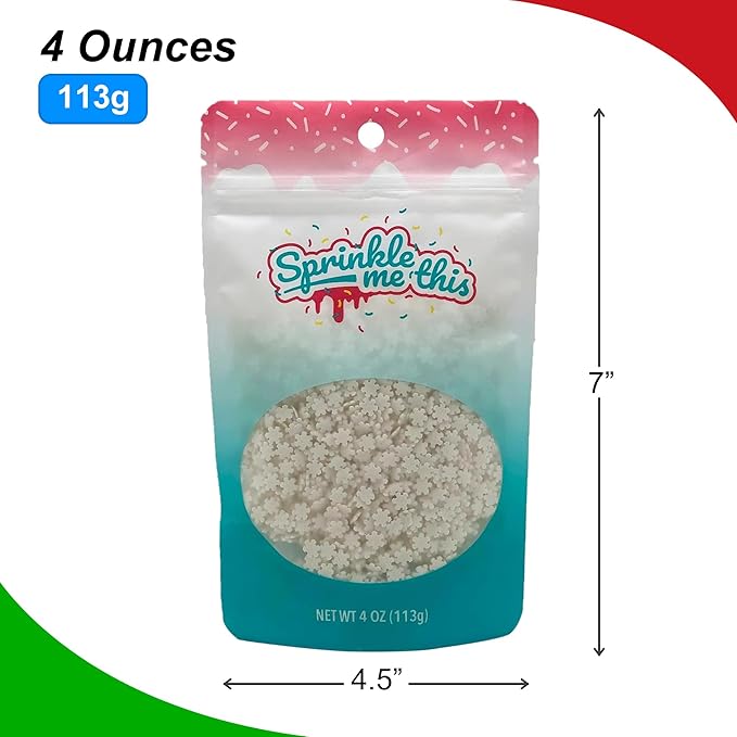 Christmas Sprinkles - Holiday Sprinkles For Baking And Decorating - A Variety Of Bulk Sprinkles Sure To Fit Every Baking Need For The Holidays - 4 Ounce Variety (Snowflakes)