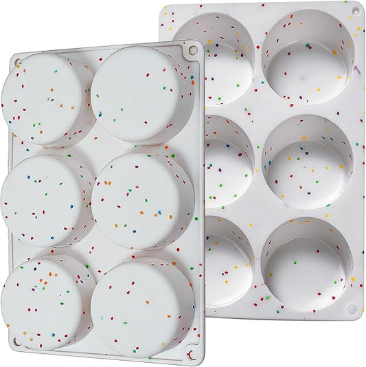Silicone Egg Bite Molds, 2 Pack Silicone Egg Molds Frittata Pan, Deep 3 Inch Dash Egg Cups Sous Vide Egg Mold Round Rolls Molds for Egg Breakfast Sandwiches Omelets Dinner Rolls Baking - White