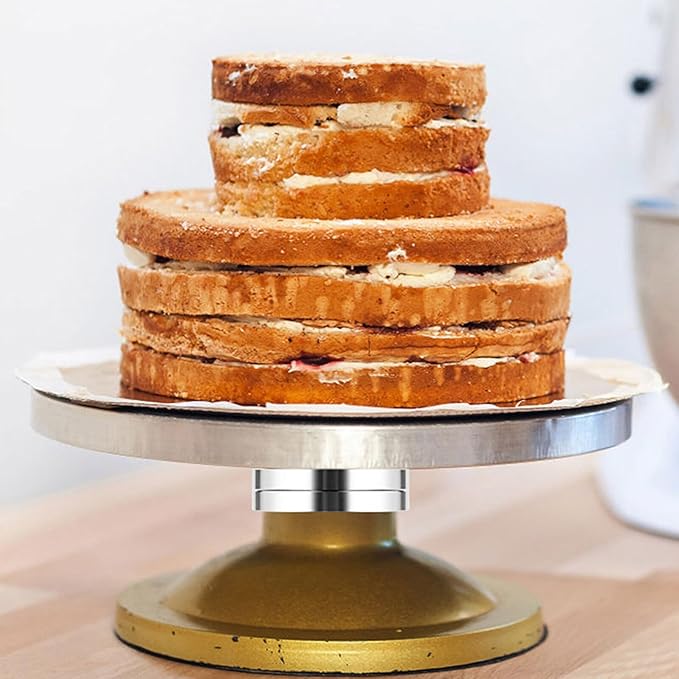 EXCEART Cake Turntable Stand - Rotating Cake Stand Turntable Cake Rotator Base Bearing Aluminium Alloy Revolving Cake Stand Spinner for Cake Decorations Pastries Cupcake