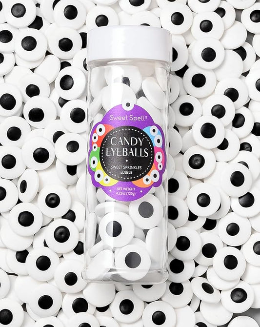 Sweet Spell Candy Eyeballs - Edible Candy Eyes Sprinkles for Decorating Halloween Cookies, Cakes, Cupcakes, and Baking (120g/4.2oz, 18 mm)