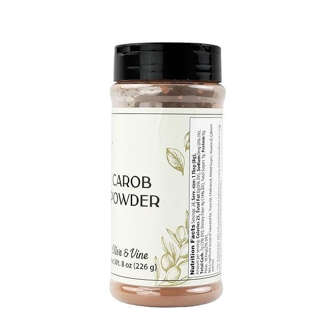 Olive & Vine Carob Powder, Sweet & Nutty Flavor, For Baking & Smoothies, Rich Tradition, Authentic Taste, For Global Recipes (8 Ounce)