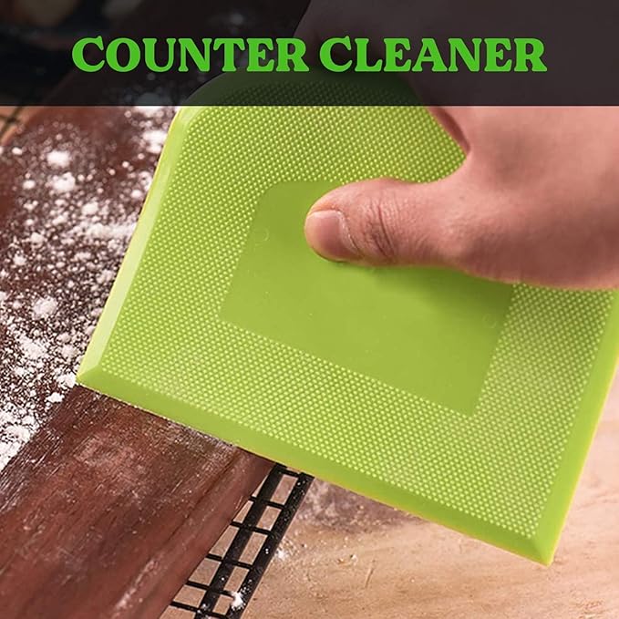 SURDOCA Dough Scraper Bench Scraper - 3P 4.7x3.7" Plastic Flexible Bowl Scraper, Sharp Edge & Angles Cake Scraper. Non-Slip Bakeware Decorating Tools Sculpting & Modeling Tools - Green+White+Green