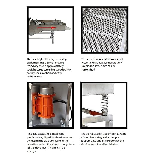 JG30-75 Linear Vibrating Screen Electric Sifter Sieve Powder with one 3mm Screen 80W Single Motor Stainless Steel