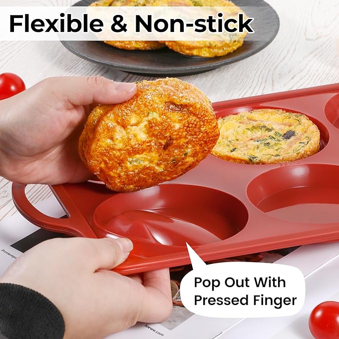 CAKETIME Jumbo Muffin Top Pan, 4 Inch Metal Frame Round Egg Baking Pan for Oven English Muffins, Whoopie Pies, Corn Bread, Egg Bites, Breakfast Sandwiches Tarts 3 Pack Brown