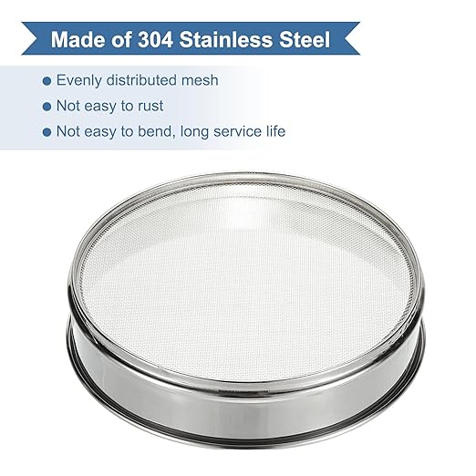 PATIKIL 14 Mesh(1.43mm) Lab Sieve, 11.8"(30cm) Diameter Sifting Screen 304 Stainless Steel Wire Cloth Fine Mesh Sieve for Industrial Laboratory Home Soil Sifter Dry Sift Screens Hash