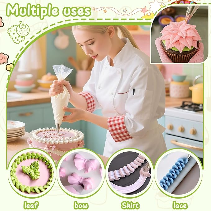Suuker 5 Pieces Leaf Piping Tips,Stainless Steel Cake Decorating Tips, Frosting Icing Tips for Cupcakes, Cake, Cookie and Decorating（67 68 70 352 113）
