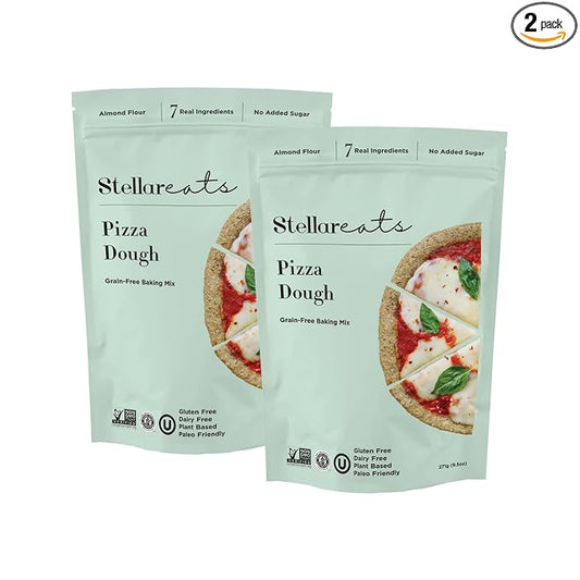 Stellar Eats Grain-Free Pizza Dough Baking Mix | Gluten-Free, Dairy-Free, Plant-Based, Paleo-Friendly | No Added Sugar | Almond Flour-Based | Non-GMO Project Verified, Kosher | 2 Pack