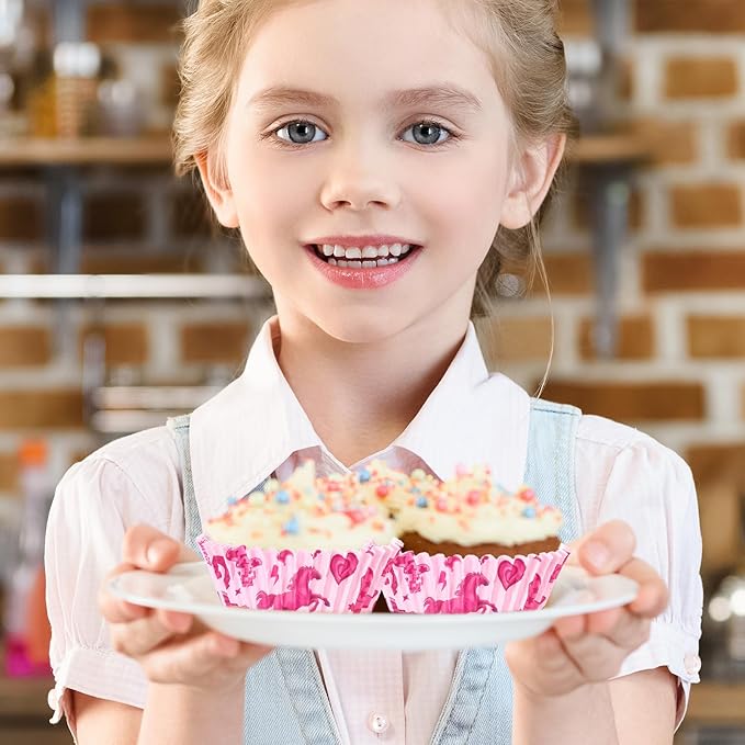 300 Pcs Western Cowgirl Cupcake Liner Paper Baking Cups Pink Horse Disco Ball Muffin Liner Cake Storage Container for Rodeo Bachelorette Party Birthday DIY Crafts Supplies, 2 x 1.2 Inch