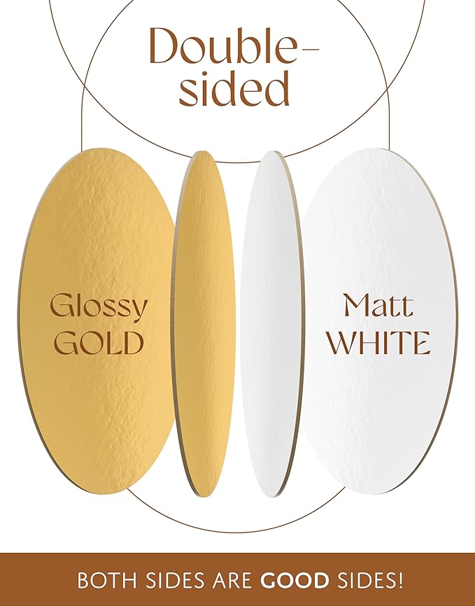 Cake Board 10 Inch Round - Oil-Proof & Sturdy Cake Base Board, Cardboard Cake Rounds Ideal As Cake Tray or Cake Disc - White & Gold 10 Inch Cake Boards