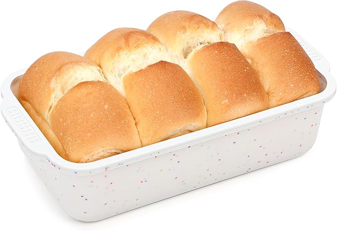 1 Pc Silicone Bread Loaf Pan Nonstick Silicone Loaf Pans for Baking 9x5 inch Large Bread Mold with Metal Reinforced Frame(Cream)