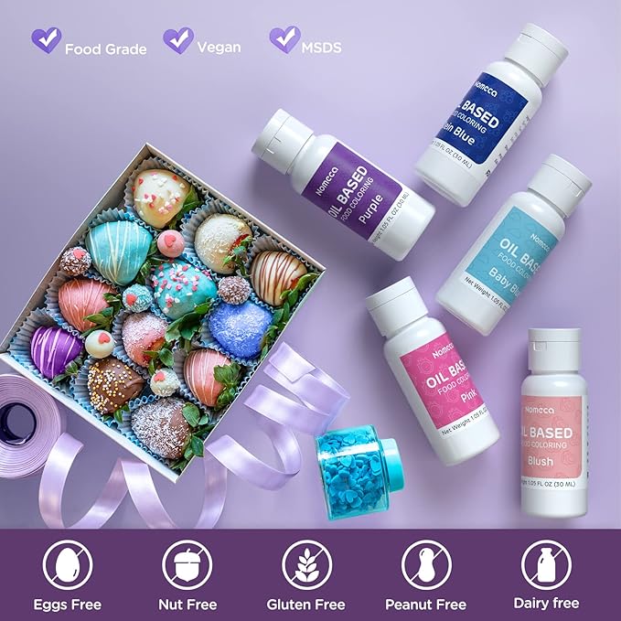 Oil Based Food Coloring for Chocolate - 30 Milliliters Upgraded Purple Oil Food Color for Baking Cake Decorating, Edible Food Dye for Candy Melts Cookies Easter Egg Icing Fondant Meringues