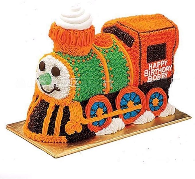 2 PCS Train Shape Cake Pan Mould, Locomotive Shaped 3D Birthday Aluminum Cake Baking Pan Tool (11.5 inches)