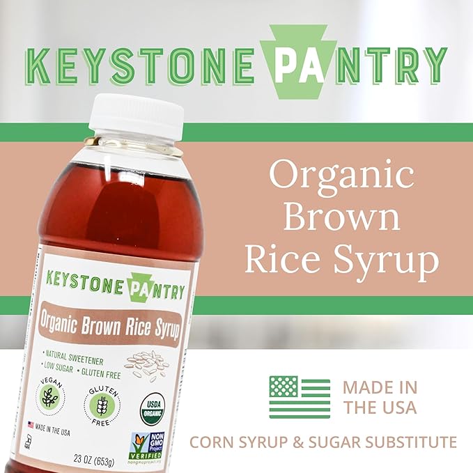 Keystone Pantry Organic Brown Rice Syrup for Baking, Granola Bars and Coffee Sweetener – Gluten-Free Vegan Sweetener – Corn Syrup and HFCS Alternative – 23 oz Bottle – 15-Pack
