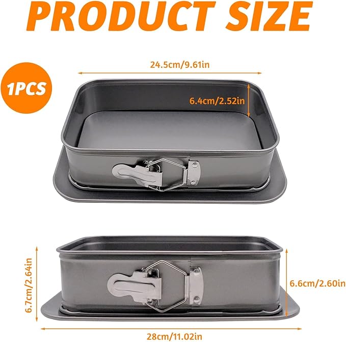 Rectangular Springform Pan, Rectangle Cake Pan with Removable Bottom, 11 * 7in Rectangular Cake Baking Trays Cheesecake Tin for Tortes Cheesecake Mousse